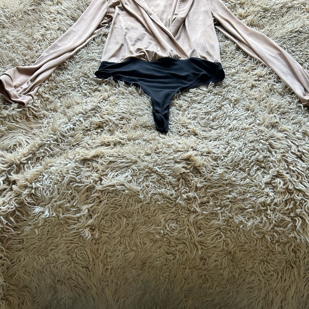 Fashion Nova Beige and Black Bodysuit